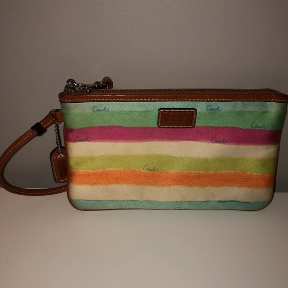 Coach Rainbow Striped Wristlet - Picture 2 of 4